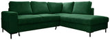 Sofa LEONIE L, prawa, szmaragdowy sztruks